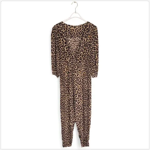 Mes Demoiselles Slash Panther Leopard Print Animal Voile Jumpsuit French 36 US 4 - Picture 4 of 9